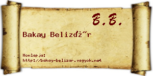 Bakay Belizár névjegykártya